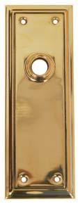 DOOR HARDWARE 8864-PB polished brass 8864-PL lacquered brass 8864-PN polished nickel 8864-BN brushed nickel 8864-OB oil rubbed bronze 2 1/4 wide, 7 high Wrought brass With doorknob hub 8866-PB