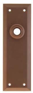 brass With doorknob hub and keyhole 2 1/4 X 7 Wrought brass plain door trim plates 4 plate functions 2 1/2 X 6 7/8 Wrought brass trim plates with indented line pattern 4 plate functions 8867-PB