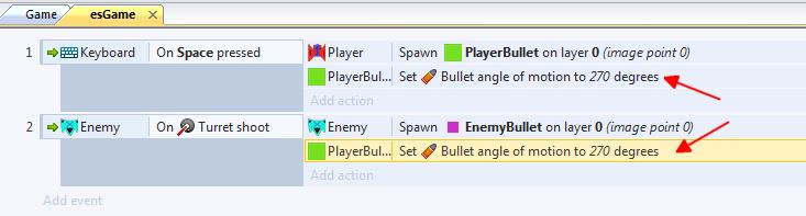 Just like you were able to copy and paste the enemy space ship, you can also copy and paste actions.