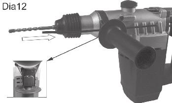Rotate the handle anti-clockwise, insert depth gauge into the handle (see Fig13). 2. Adjust the depth gauge to desired depth. 3. Rotate the handle clockwise to tighten the depth gauge. 11.