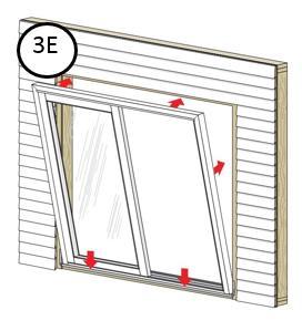 3SETTING AND FASTENING THE WINDOW (CONTINUED) E. Insert the window from the exterior of the building. Place the bottom of the window at the bottom of the opening, then tilt the top into position.