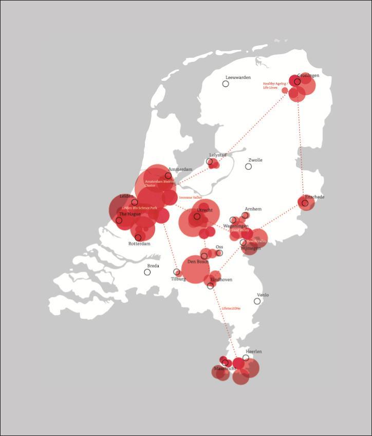 KNOWLEDGE BASE Integrated life sciences innovation First rate academia, hundreds of SMEs and global players in med-/biotech and pharma within a 120 mile radius 120 mile radius Focal points Amsterdam