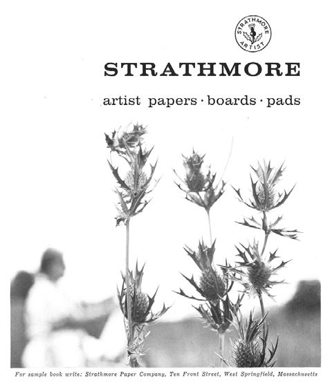Left: Advertisement from Art Direction, 1958, featuring iconic thistle image.