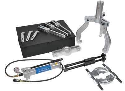 useful for removal of HGV suspension king pins Includes 5 extractor (pushing)  pump assembly spare parts 000 00 0 Tonne Loadstar Plus Press Frame - Complete Kit (minus pump) 0 tonne hydraulic