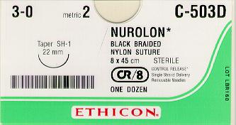 NUROLON Braided Nylon Suture Monofilament Nylon 6 NUROLON Braided Nylon Suture Braided Black Available Size Range 1 through 6/0 Strength Retention Approximately 20% loss per year Ligation and general