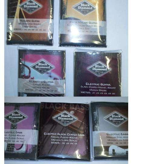1 to 6-1 Doz Strings per pack 12-String Sets BLACK DIAMOND GUITAR STRINGS Black Coated and Plain Available in 3 Guages for