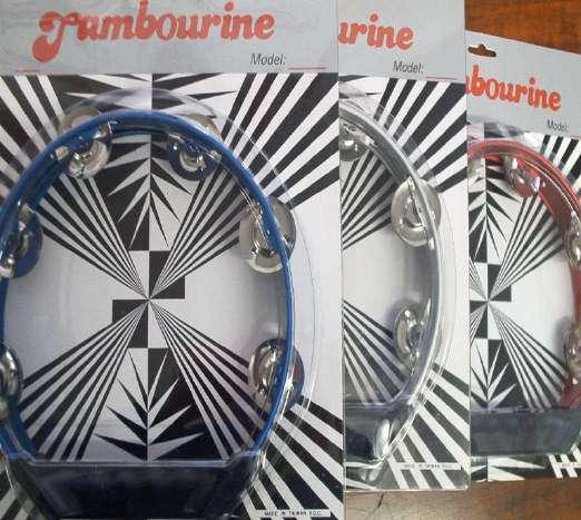 No: STR10 TAMBOURINES Round Shape 20cm / 8 Diameter Available in Silver, Red, Blue