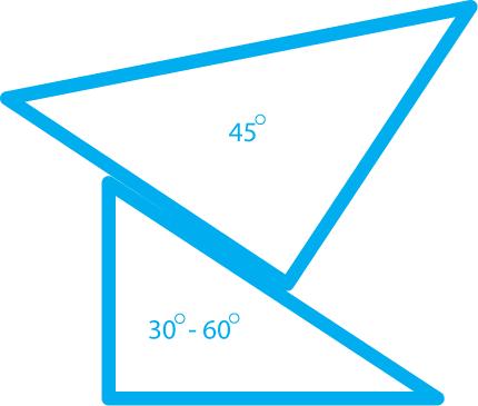 By placing the 30-60 and the 45 triangles in various orientations, lines at different angles can be drawn.
