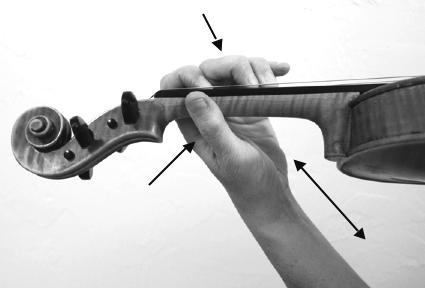 Left arm is pulled under instrument towards right side. I. Relaxed hand and thumb.