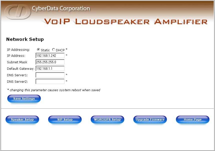 Installing the VoIP Paging Amplifier Configure the Paging Amplifier Parameters 19 Table 2-8. Home Page Overview Web Page Item Description Link to the Upgrade Firmware web page. 2.3.