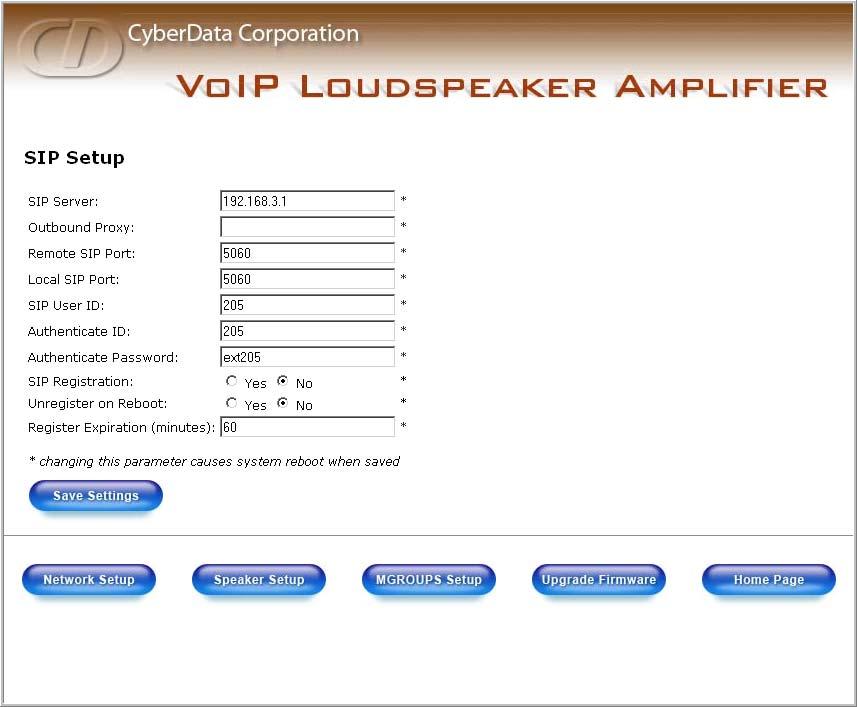 Installing the VoIP Paging Amplifier Configure the Paging Amplifier Parameters 23 Figure 2-14.