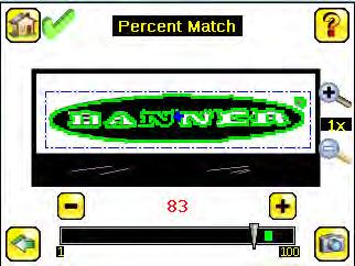 NOTE: When running a Match inspection with annotations enabled, the sensor will highlight in green any pattern matches that meet or exceed the value specified for Percent Match.