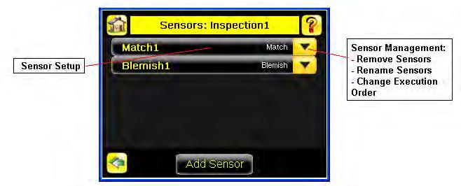 Click on Add Sensor to display the list of sensor types that can be added into the inspection.