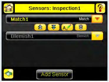 4. Click on the yellow down-arrow button to access sensor management functions.