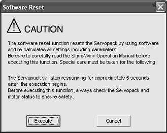6 Utility Functions (Fn ) Connection through a controller 1. In the SigmaWin+ main window, click Setup - Software Reset. The Software Reset box will appear.