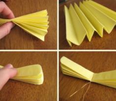Process: PAPER FLOWER Cut 3 ½ of wire and put aside for later Take a minimum of 8 same sized colored tissues and clip them on one end with paper clip or clothes pin to avoid having them move while
