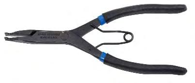 53 Lock Ring Pliers, Parallel Jaws, Compound Leverage Right angle jaw tips are knurled on outside surface to hold rings securely. Tension spring closes jaws.