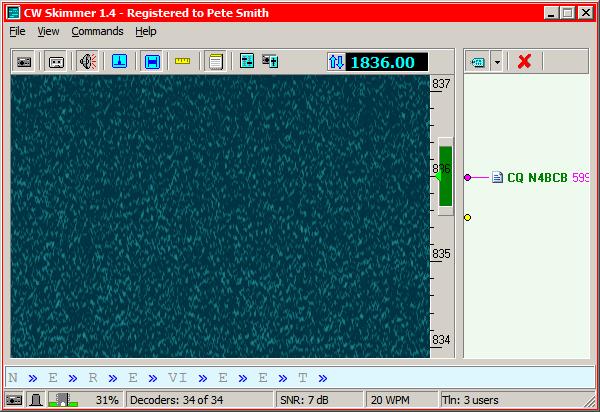 This is Skimmer at mid-day during the CQWW160 contest boring, right? So now re-start RigSync, click on both Sync and Skim, and here we are.