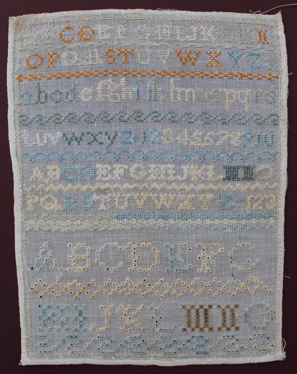 There are a number of different alphabets on the sampler worked