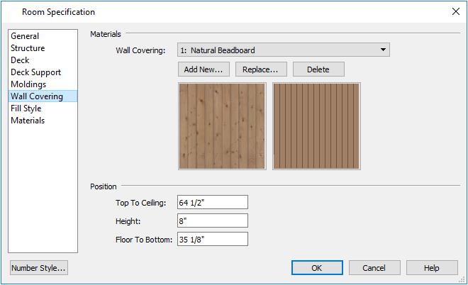 Applying Wall Coverings Click the Add New button to open the Select Material dialog.