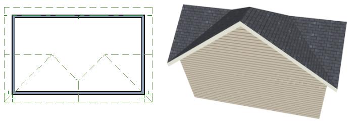 Troubleshooting Automatic Roof Issues If a wall that is perpendicular to these walls is also specified as a Full Gable Wall, the roof becomes more complex with an additional ridge, two valleys, and