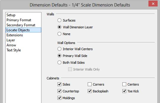 Chief Architect X8 User s Guide 2. With the Wall Elevation active, select Edit> Default Settings> Dimension> Dimensions and click on the Edit button to display the Saved Dimension Defaults dialog. 3.