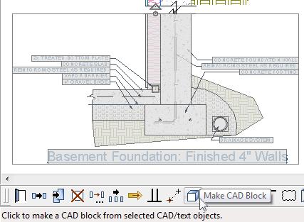CAD Detail from View Move your mouse pointer over the top right corner of the concrete footing and when you see the Endpoint snap indicator, click once.