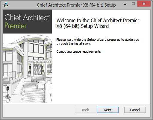 Installing Chief Architect Setup Wizard Welcome 1.