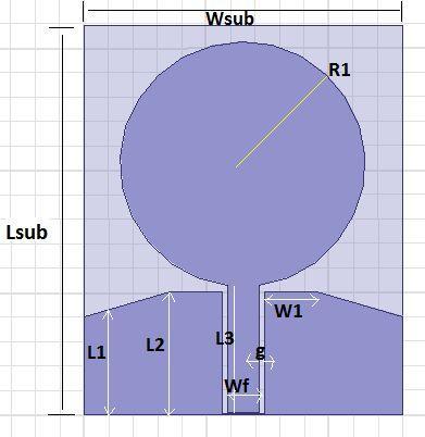 s11 Y1 ANSOFT Study Of The Effect Of Substrate Materials Figure 1: Proposed UWB Antenna Model The antenna with the proposed geometry is analyzed using High Frequency Structure Simulator.