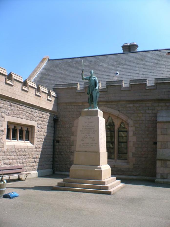 THE COLLEGE MEMORIAL The statue of Sir Galahad (see right) that is to be found in Victoria College s quadrangle was unveiled on 25 th September 1924, by the then Lieutenant-Governor of Jersey, Major