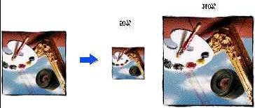 Notice: when scaled out, an image does not give any more information. It is the same image but the pixels are bigger.