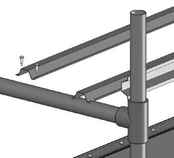 Mark the center of each end brace pipe and install the bed support hat channel.