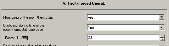 Commissioning Operating Mode: Control Valve Drive 3.2.7.2 Parameter window Fault / Forced operat.