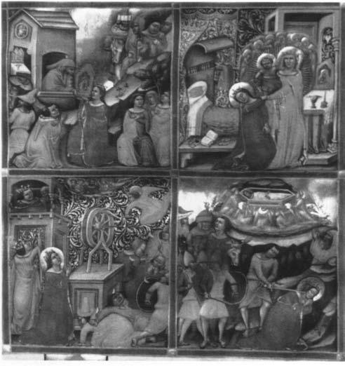 120 de Veer-Langezaal FIGURE 7 The Illustratore. Scenes of the Life of Saint Catherine of Alexandria, 1343/44. Tempera, gold paint, and gold leaf on vellum, 18 x 17 cm (7x6 u /i6 in.).
