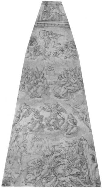 8o This multifigured drawing is one of only two compositional schemes by Vasari, the other being in the Musée des Beaux-Arts, Dijon (inv. T. 56), for the frescoes in the dome of the cathedral of Florence.