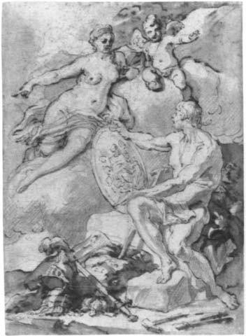 Drawings 171 70 70. FRANCESCO SOLIMENA Italian, 1657-1747 Venus in the Forge of Vulcan, 1704 Black chalk, pen and brown ink, and brown wash; lightly squared in black chalk, 21.o x 14.2 cm (8!
