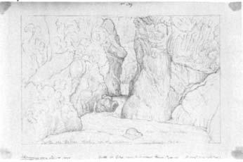 Recto, titled and dated in pencil and inscribed looking up the stream and pale blue water. 91.00.98.