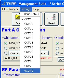 Part D Features econfig econfig allows access to the radio s configuration via an Ethernet connection.