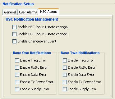 Part F Quick Reference Guide Hot Standby controller notifications HSC alarms are only configurable during the configuration of a base station. See the user definable HSC notifications below.