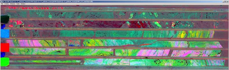 locations on the seed (right). Figure 4 is a classified hyperspectral image on drill core samples in a core tray.