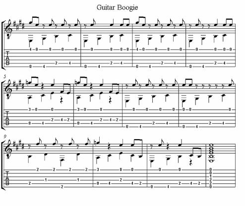 LESSON 6 - Guitar Boogie Click here for main index Audio Support: Click here to listen to spoken commentary and music.