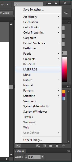 OR b) Otherwise, make sure you have downloaded the provided Laser RGB Swatch Library (e.g.