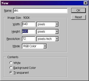 3. Creating and saving the images How to create new image files? Choose File-New Standard image size- 640 X 480 pixels.
