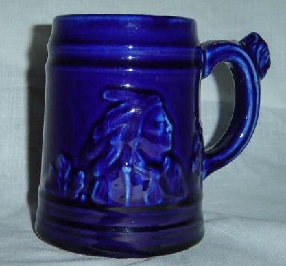 Blue Banded mug measures 4 ½ in height and 3 ½ bottom