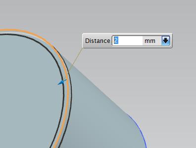 Select an edge to get a preview and the Distance dialog (Figure 25). Figure 25 - Chamfering In this dialog, you can set the distance to chamfer.