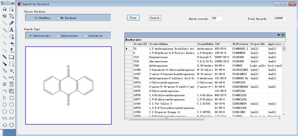 Draw the Structure, select the Database and Search Type and