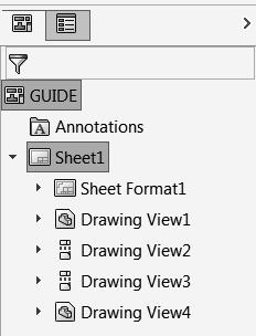 Note: The correct display modes need to be selected, dimensions to be added, along with Center Marks, Centerlines, additional views, Custom Properties, etc. The DWG. NO.
