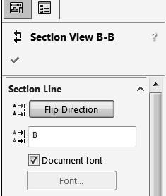 161) Click the midpoint. 162) If needed, click OK from the Pop-up menu. Position the Section drawing View. 163) Click a position above the Top view. The section arrows point downward.