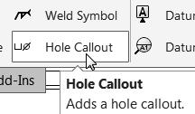 5 Tapped Hole1 of GUIDE is displayed. 244) Click a position to the bottom left of the Auxiliary view.