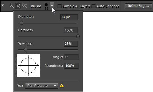 Using the Quick Selection tool and the Selection Brush tool Use the Quick Selection tool to paint a selection quickly with an adjustable round brush tip.